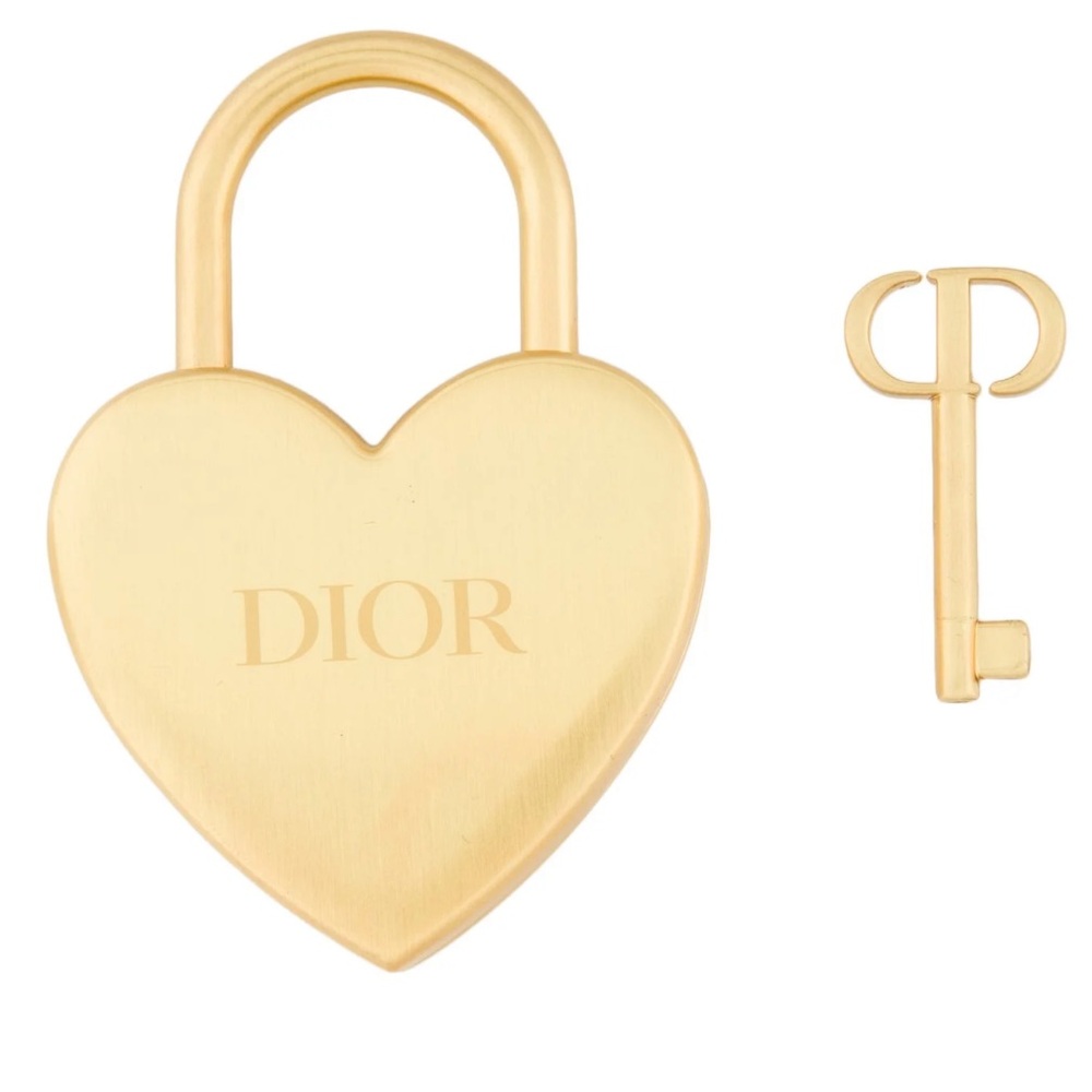 Dior Gold Heart Padlock and Key Set
